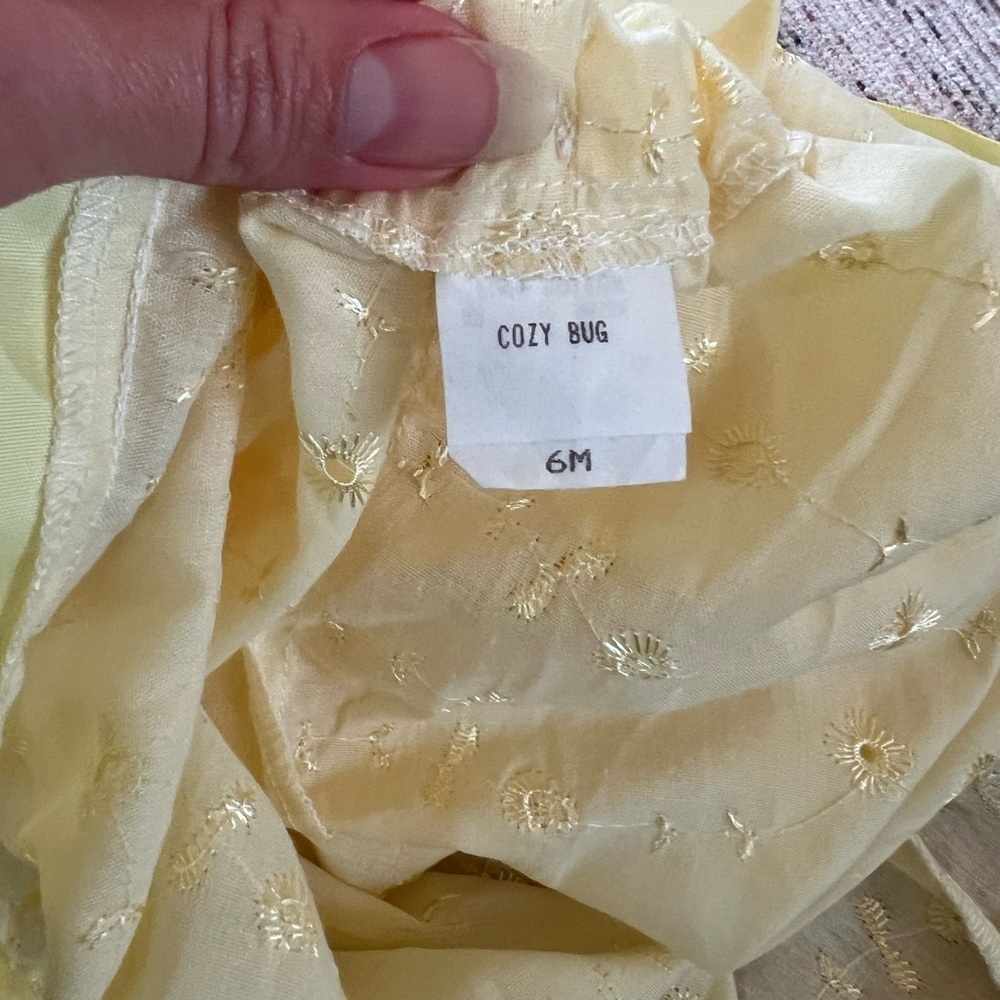 Yellow Eyelet Dress with Ribbon Ties - Picture 5 of 5